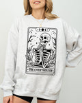 The Overthinker Tarot Skeleton Pumpkin Witch Aesthetic Meme Halloween Sweatshirt