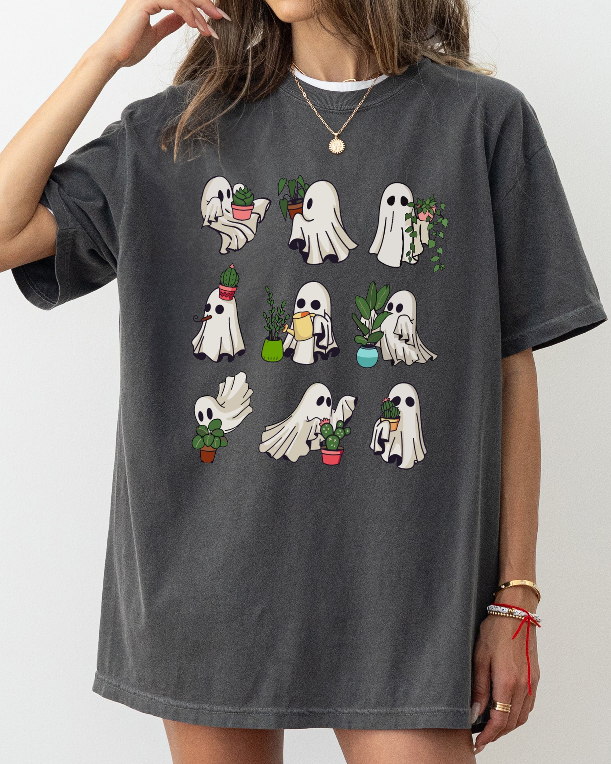 Mini Ghosts Plant Lover Skeleton Coffin Pumpkin Spooky Witch Meme Halloween Costume Comfort Colors Tee