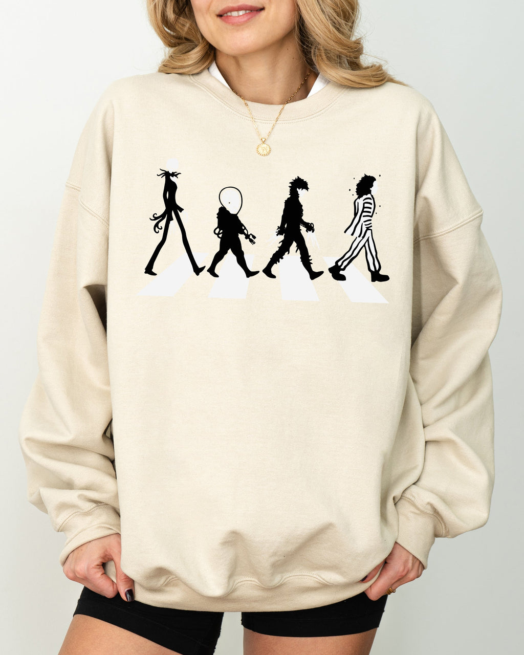 Burton Road Skeleton Ghost Witch Halloween Costume Dark Spooky Graphic Print Inspired By Classic Horror Sweatshirt
