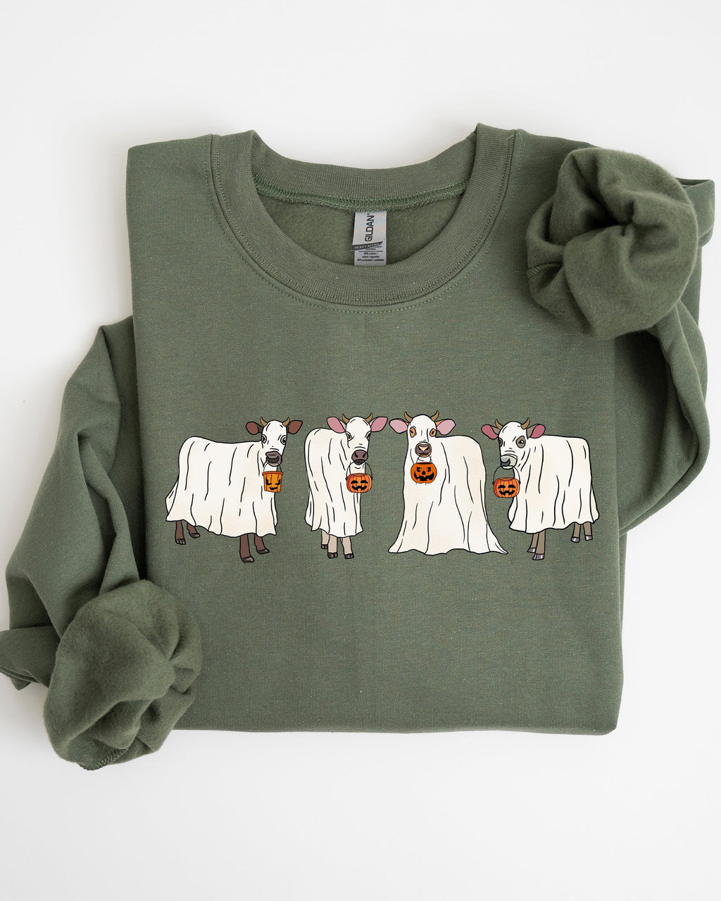Ghost Cows Farm Skeleton Witch Spooky Halloween Meme Dark Night Limited Edition Sweatshirt