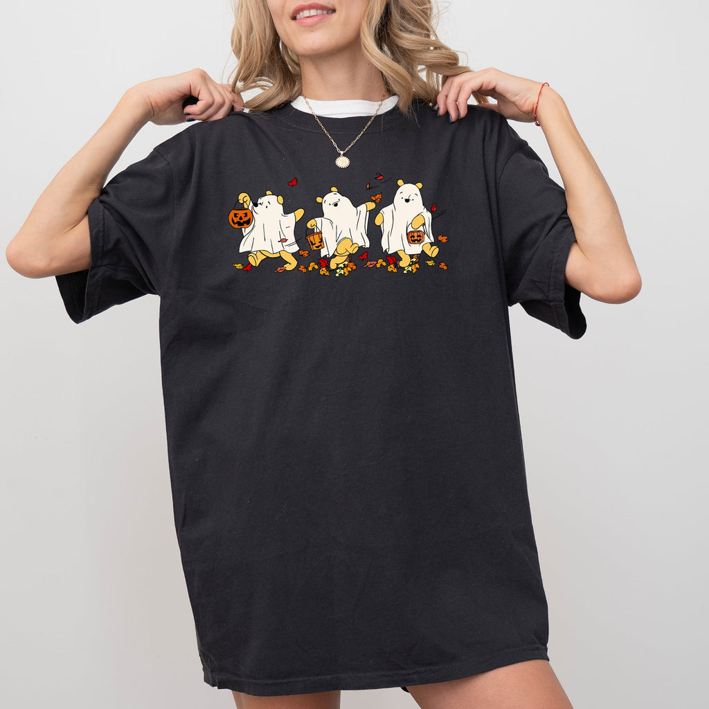 Ghost Pooh Bear Skeleton Funny Spooky Witch Aesthetic Meme Halloween Costume Comfort Colors Tee