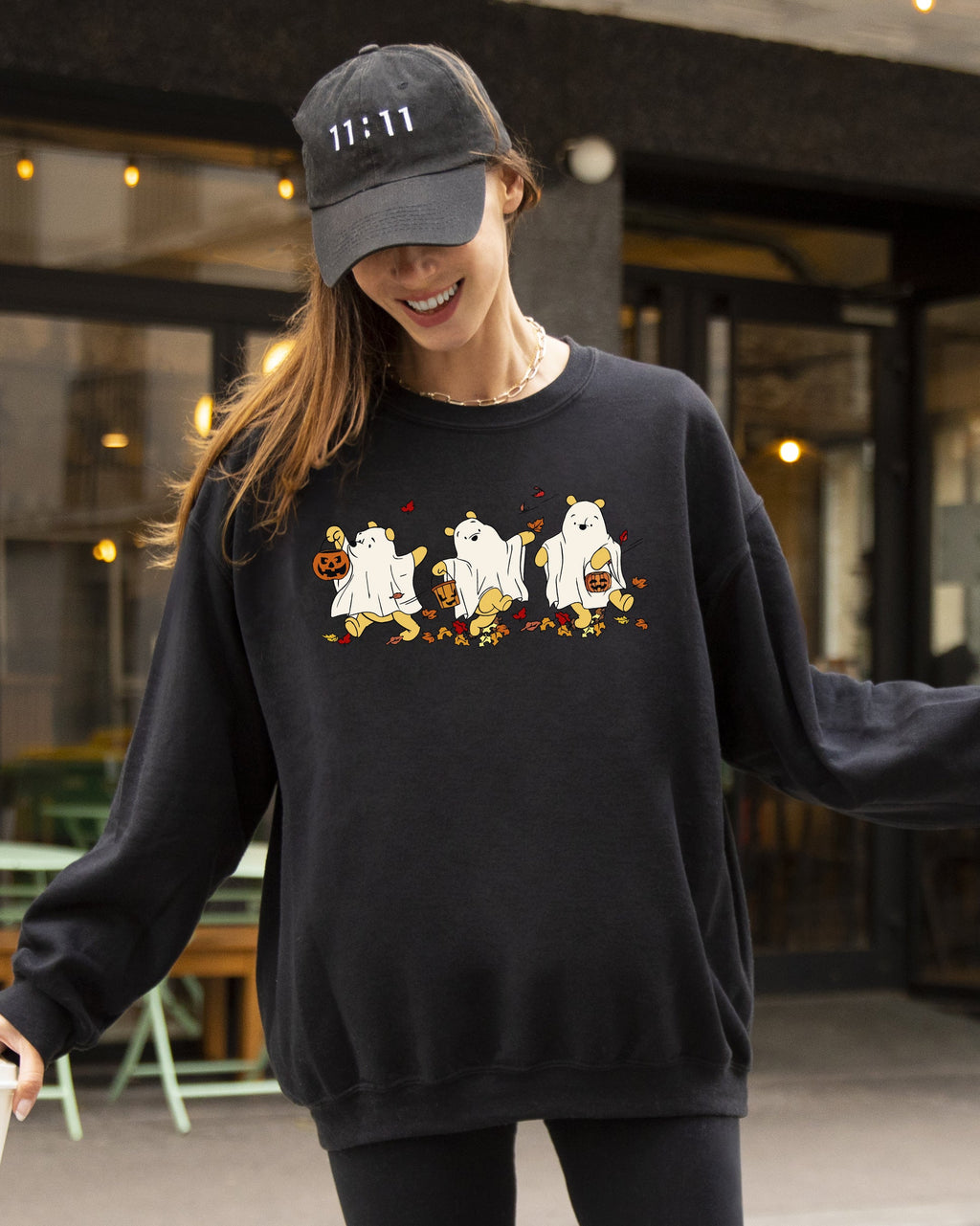 Ghost Pooh Bear Skeleton Halloween Spooky Witch Aesthetic Meme Costume Sweatshirt