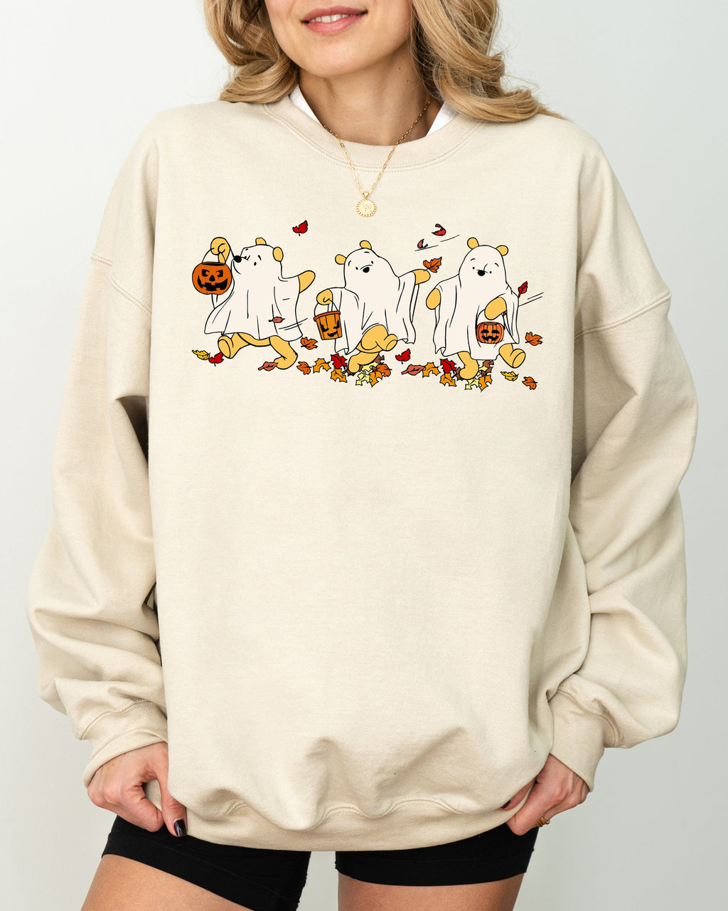 Ghost Pooh Bear Skeleton Halloween Spooky Witch Aesthetic Meme Costume Sweatshirt