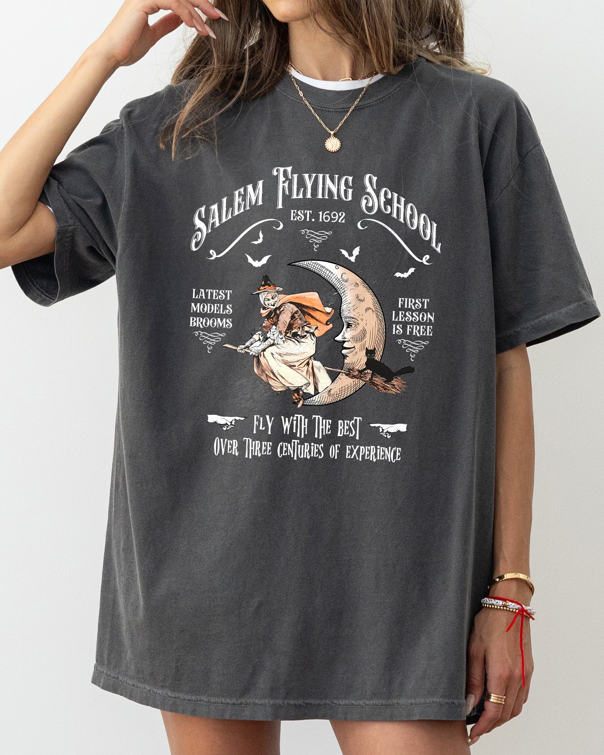 Salem Flying School Skeleton Witch Halloween Meme Costume Edition Comfort Colors Tee