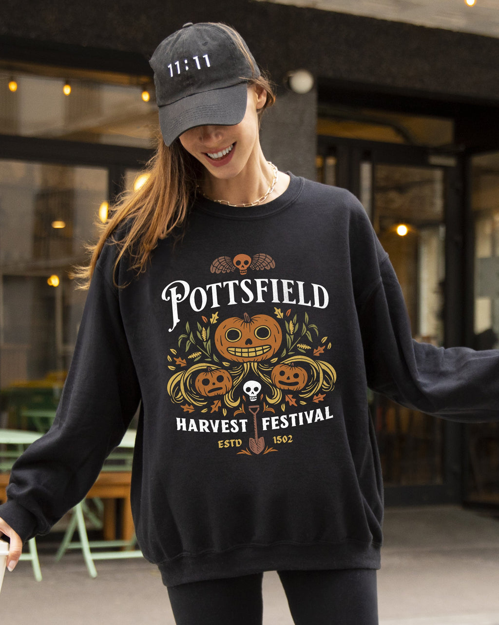 Pottsfield Harvest Festival Spooky Witch Meme Halloween Costume Celebration Theme Sweatshirt