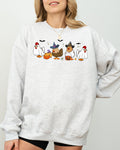 Mini Chickens Witch Skeleton Meme Halloween Aesthetic Funny Spooky Costume Sweatshirt