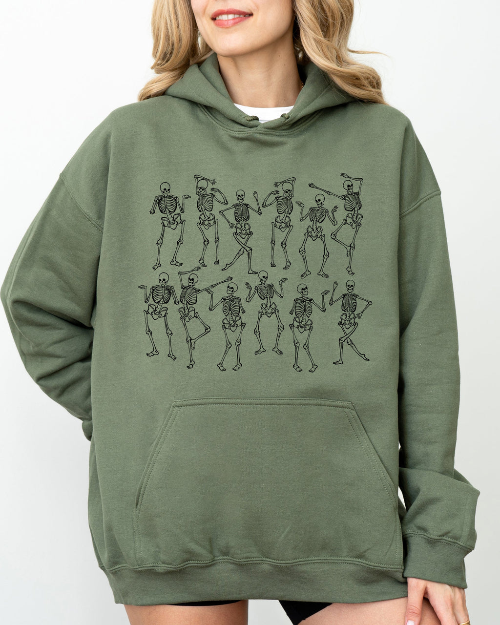 Dancing Skeletons Witch Skull Halloween Spooky Meme Costume Aesthetic Vibe Hoodie