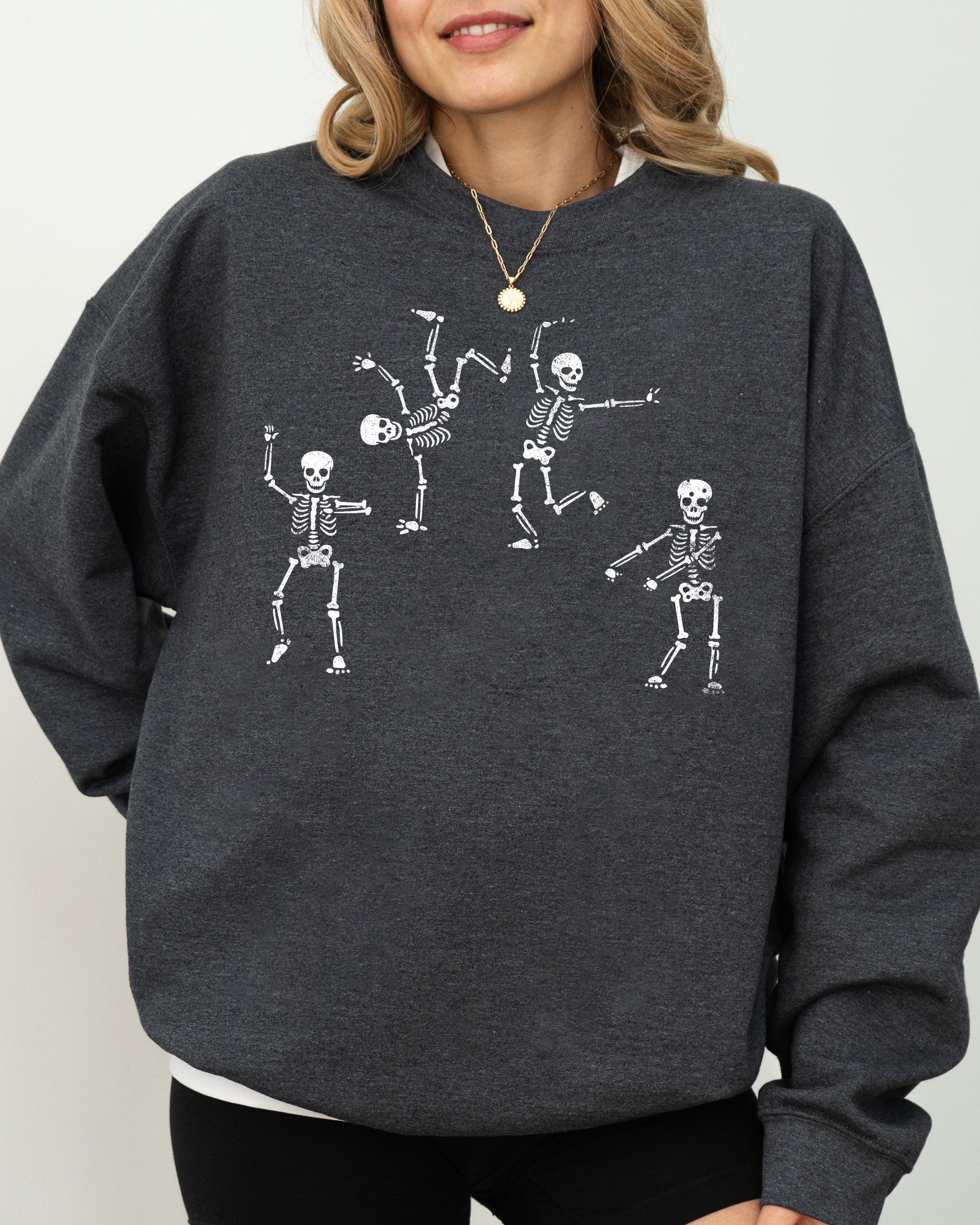 Funny Dancing Skeletons Witch Skull Halloween Meme Costume Graphic Design Sweatshirt