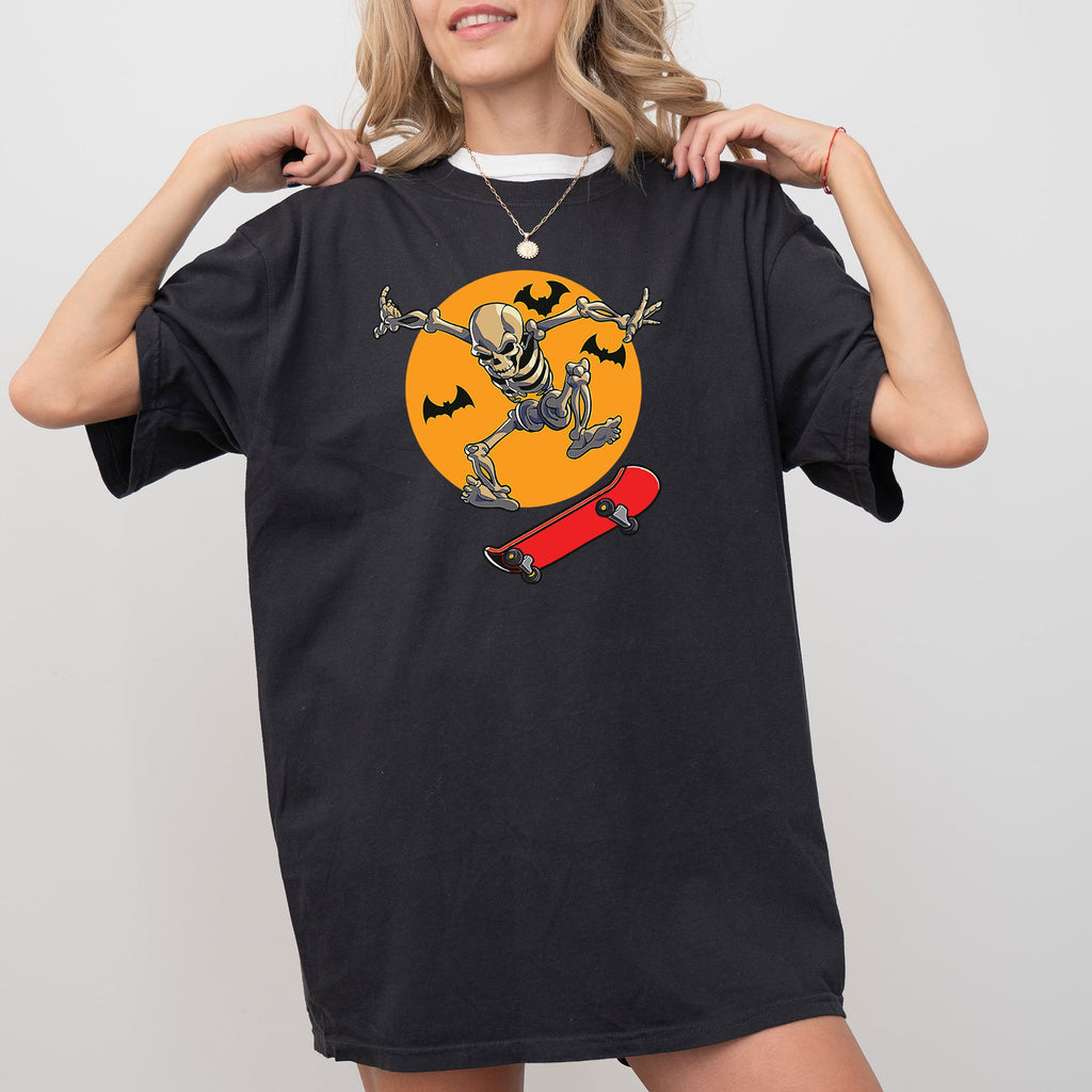 Skateboarding Skeleton Ghost Farm Witch Skull Meme Halloween Aesthetic Comfort Colors Tee