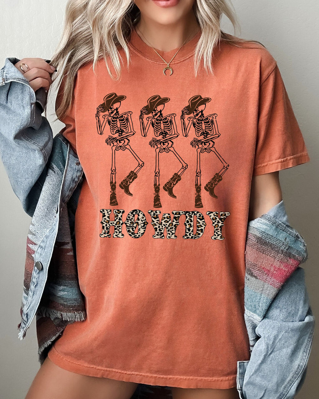 Howdy Cowboy Halloween Ghost Skeleton Witch Skull Meme Costume Comfort Colors Tee