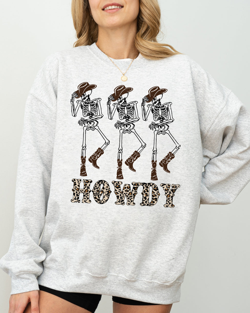 Howdy Cowboy Western Ghost Skeleton Witch Skull Meme Halloween Costume Sweatshirt