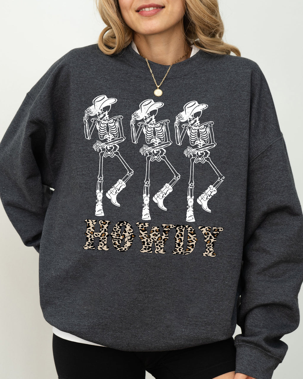 Howdy Cowboy Western Ghost Skeleton Witch Skull Meme Halloween Costume Sweatshirt