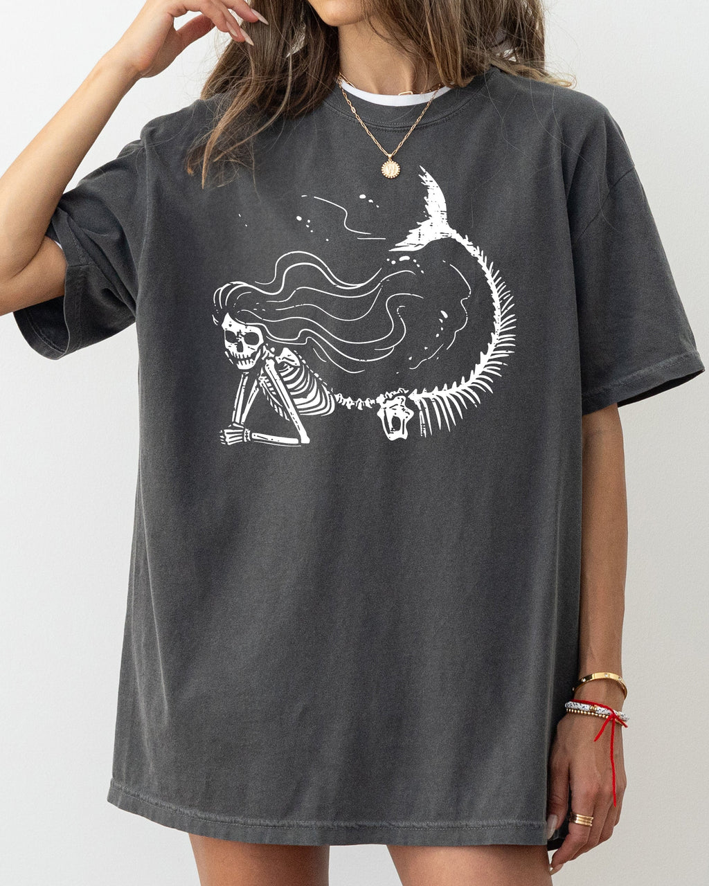 Mermaid Skeleton Ghost Witch Skull Meme Halloween Spooky Aesthetic Comfort Colors Tee