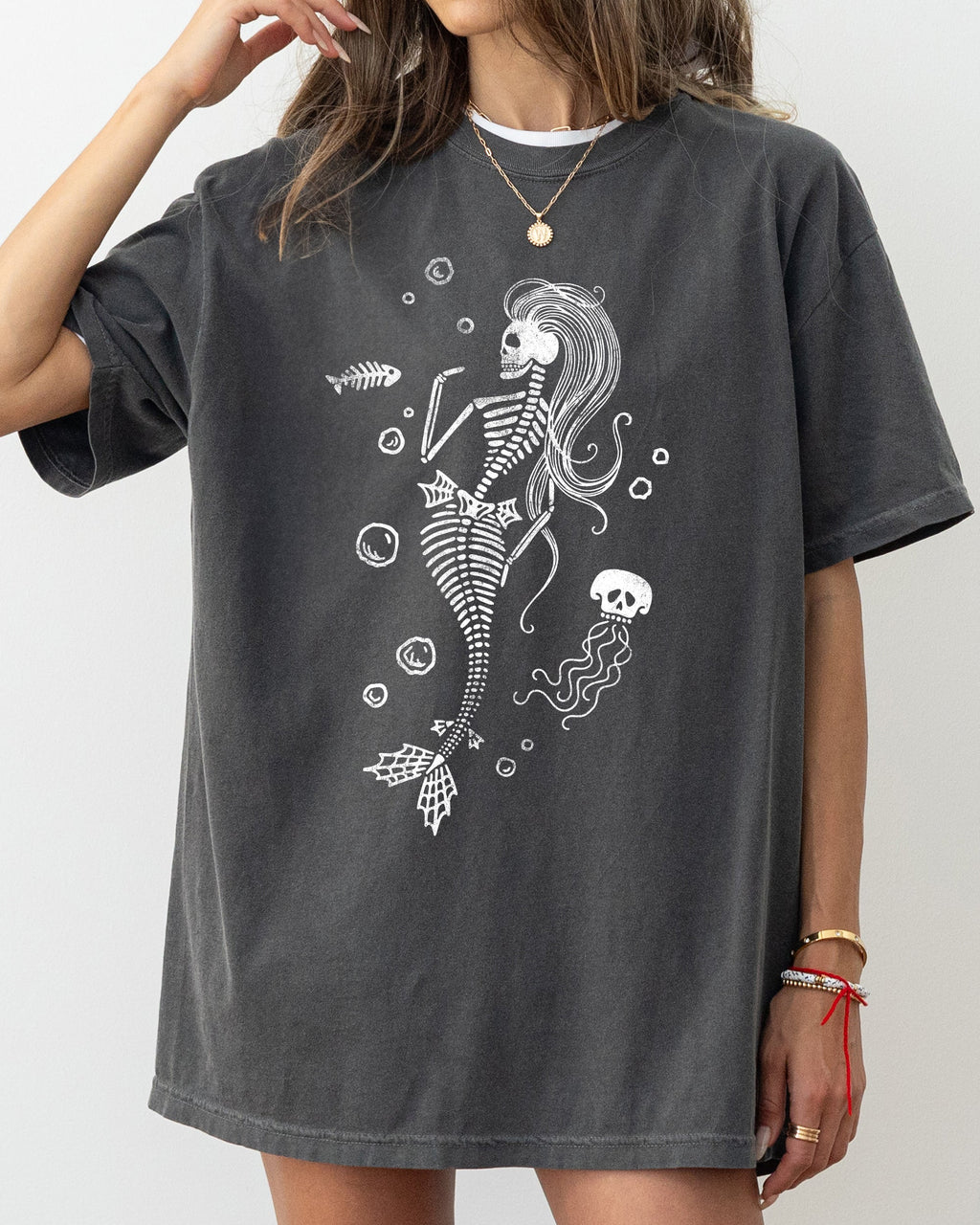 Skeleton Mermaid Ghost Witch Skull Halloween Meme Aesthetic Spooky Funny Costume Comfort Colors Tee