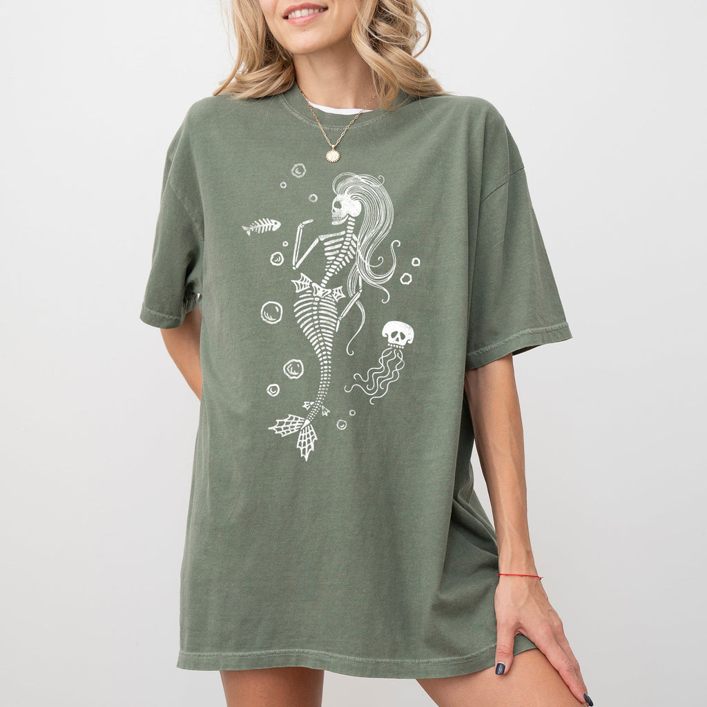 Skeleton Mermaid Ghost Witch Skull Halloween Meme Aesthetic Spooky Funny Costume Comfort Colors Tee