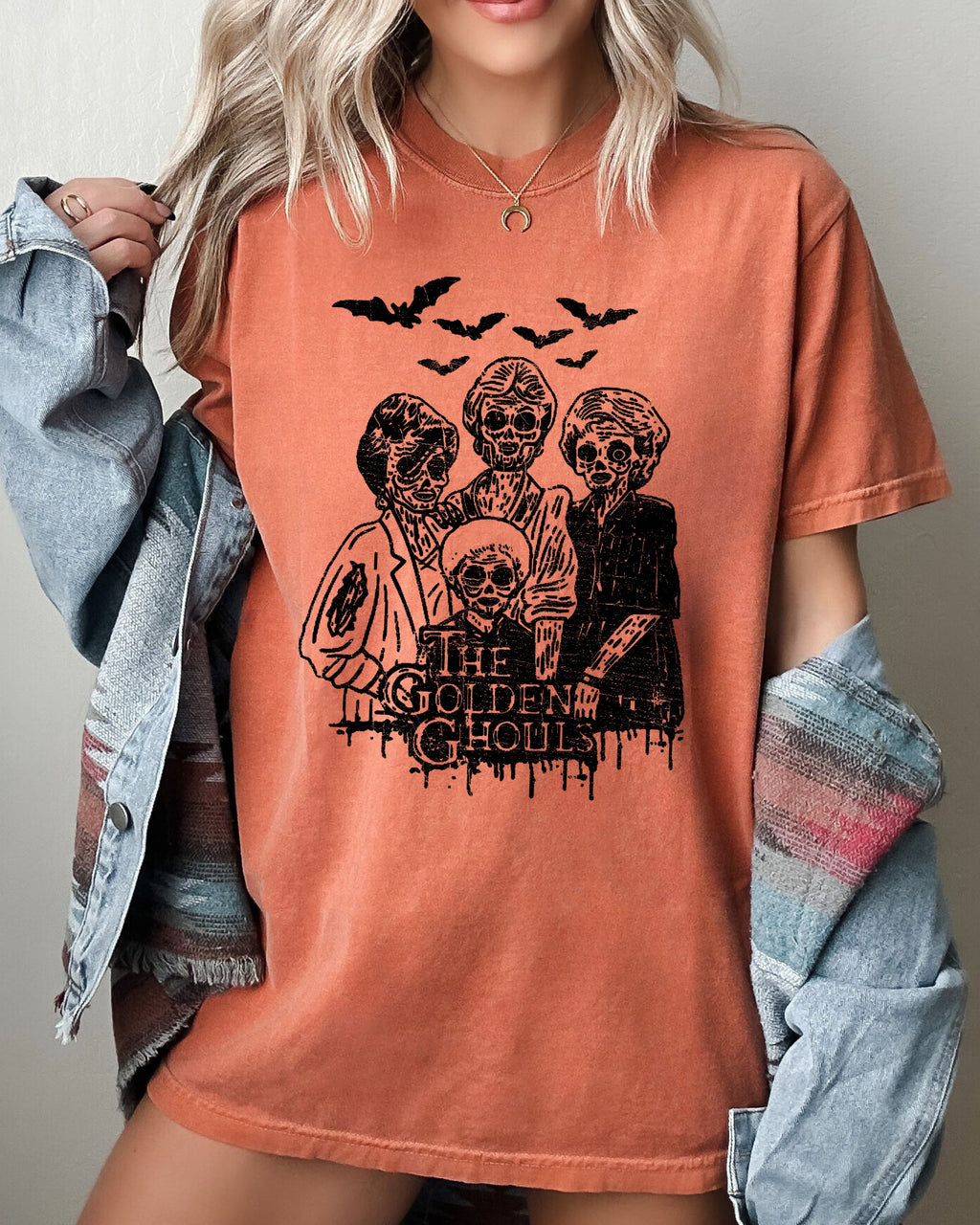 The Golden Ghouls Horror Movie Skeleton Ghost Witch Skull Meme Halloween Costume Comfort Colors Tee