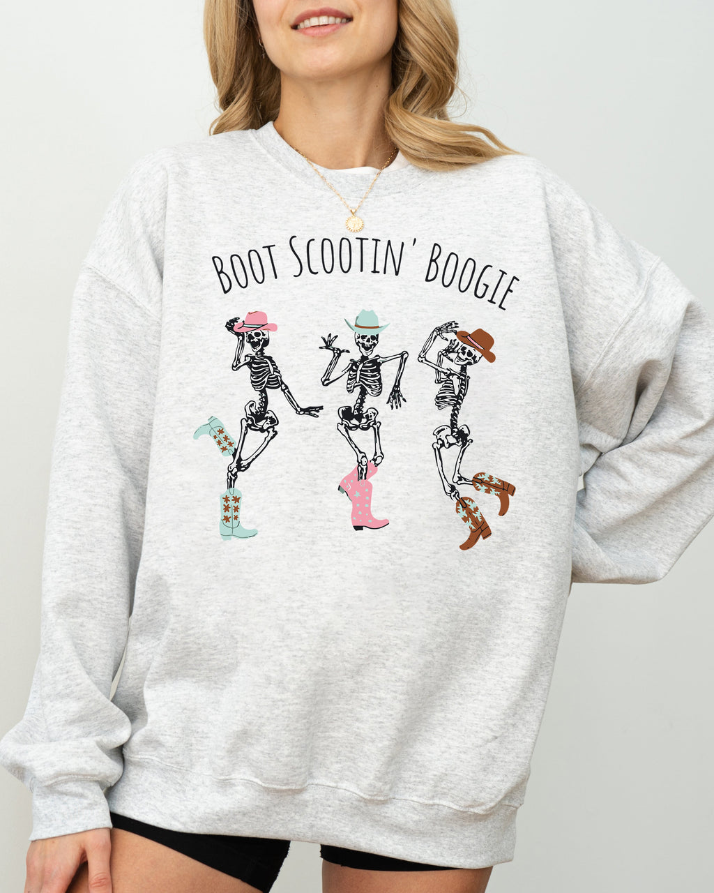Boot Scootin' Boogie Western Skeleton Ghost Witch Skull Funny Spooky Aesthetic Meme Halloween Costume Sweatshirt