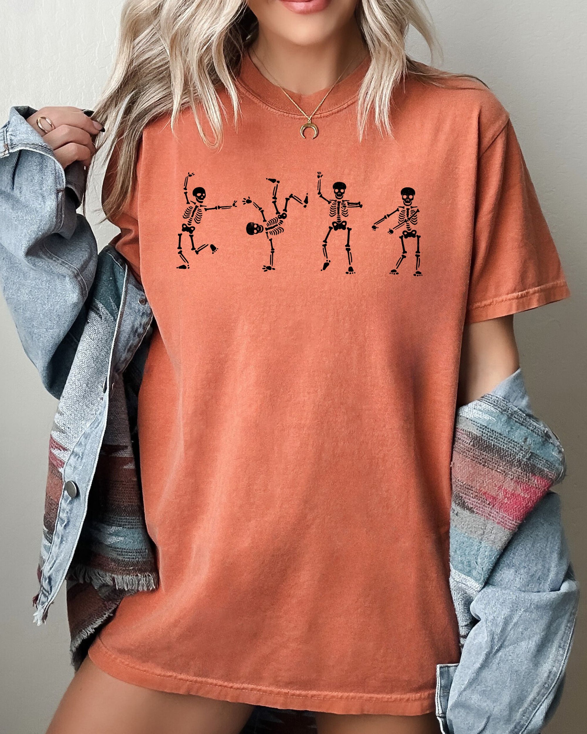 Skeletons Dance Ghost Witch Skull Spooky Halloween Meme Costume Comfort Colors Tee