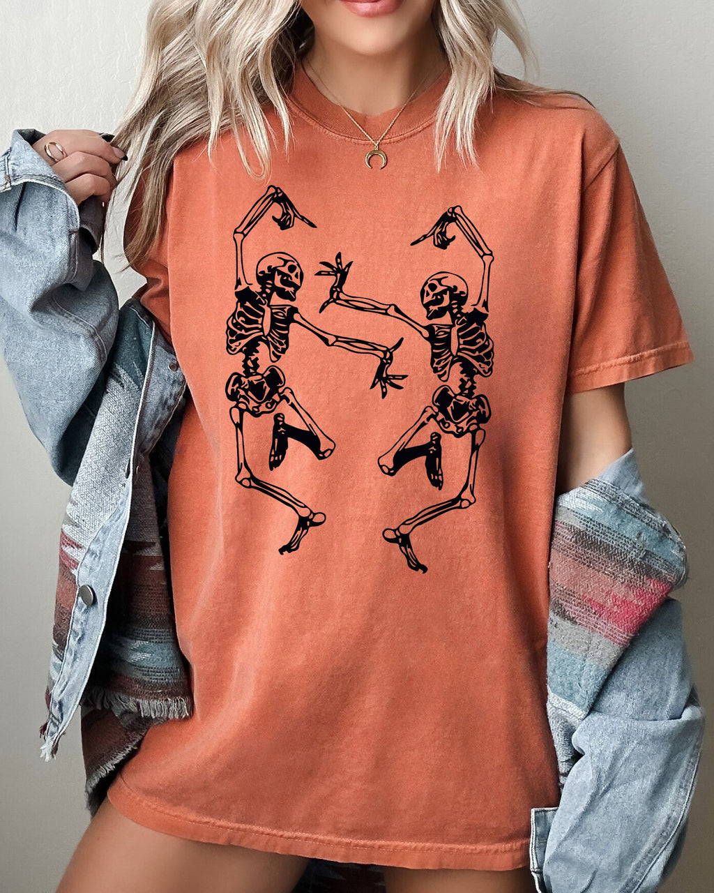 Dancing Skeletons Ghost Witch Skull Spooky Meme Halloween Costume Comfort Colors Tee