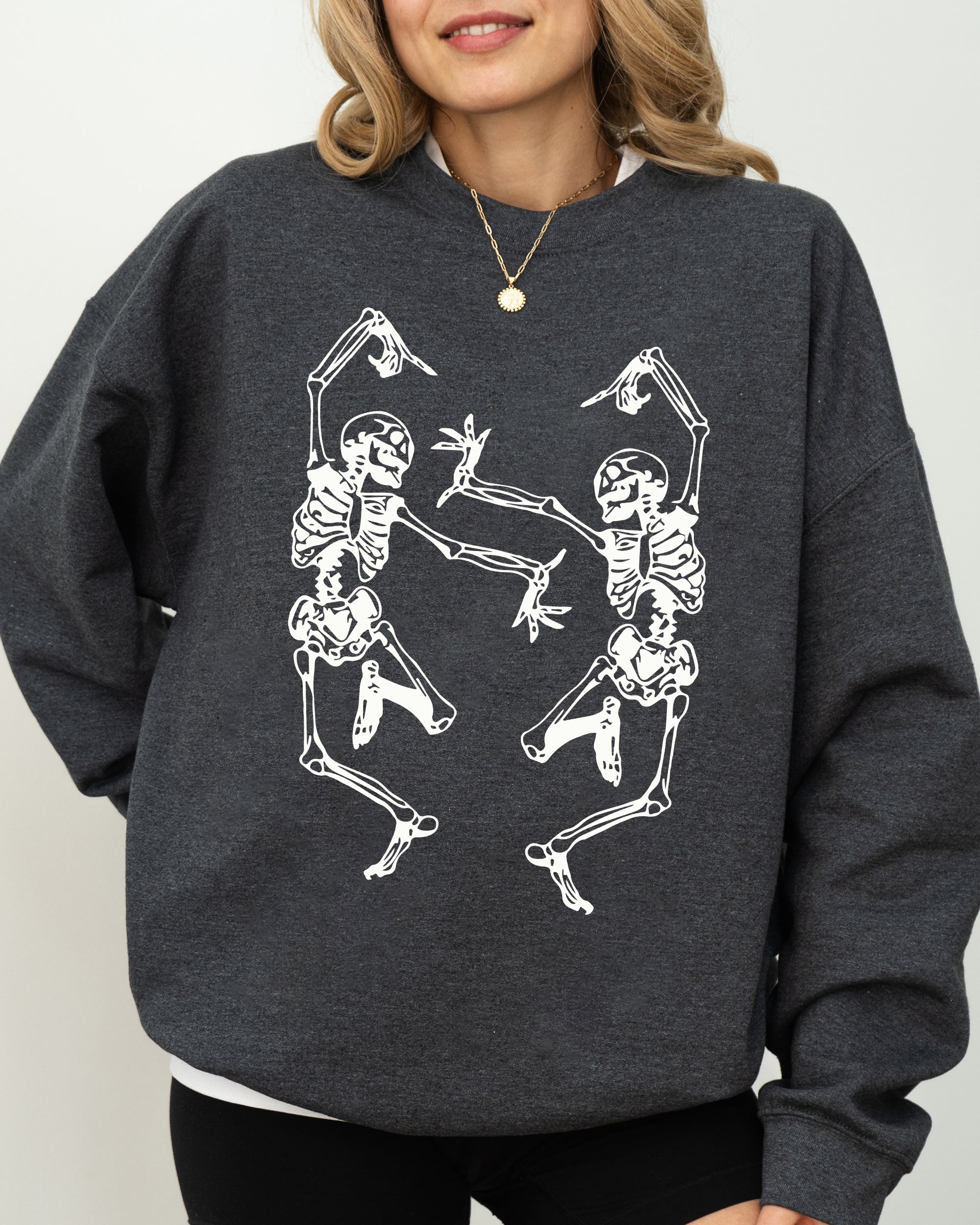 Dancing Skeletons Ghost Witch Skull Spooky Halloween Costume Party Edition Sweatshirt