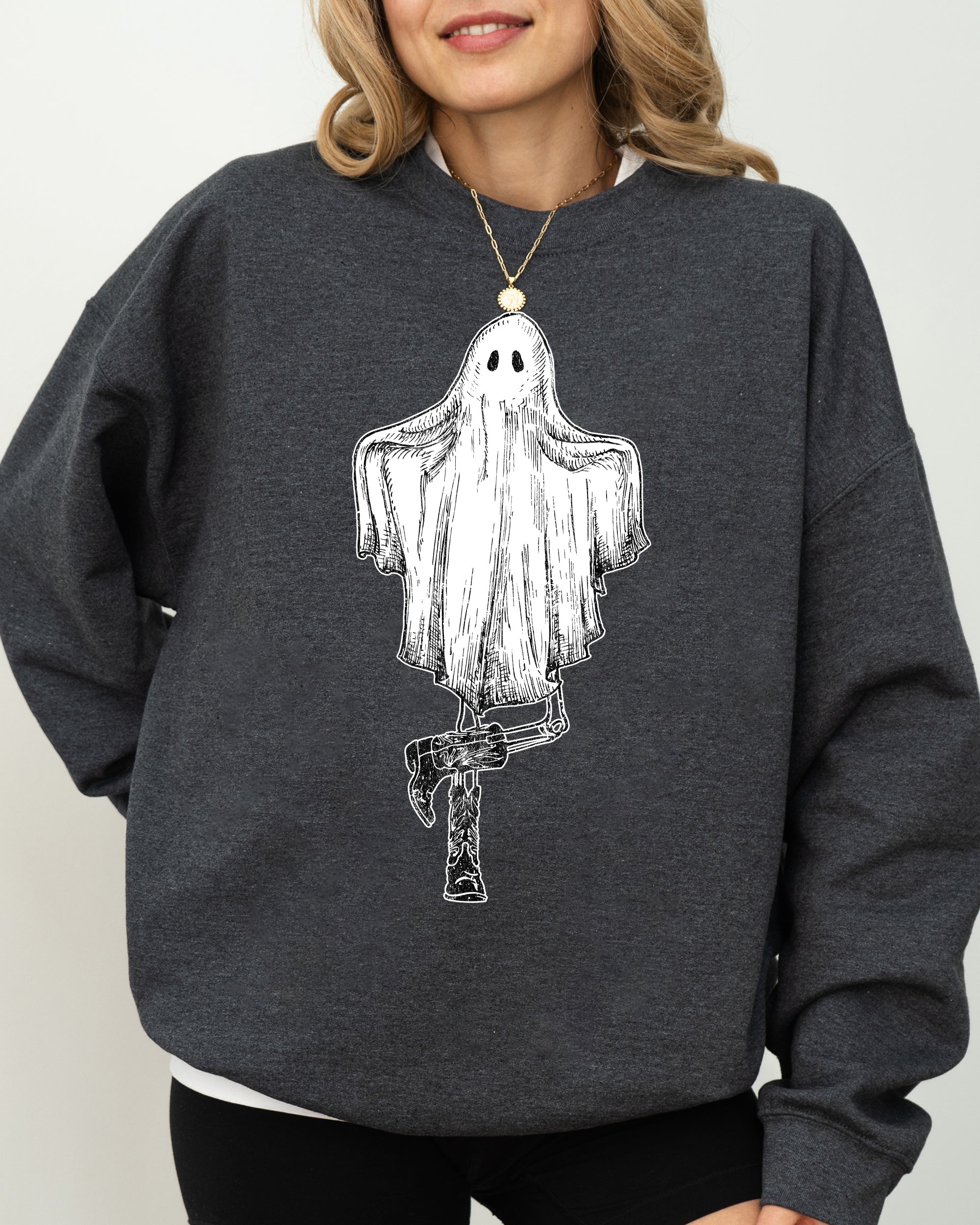 Western Ghost Cowboy Skeleton Witch Skull Spooky Aesthetic Meme Halloween Sweatshirt