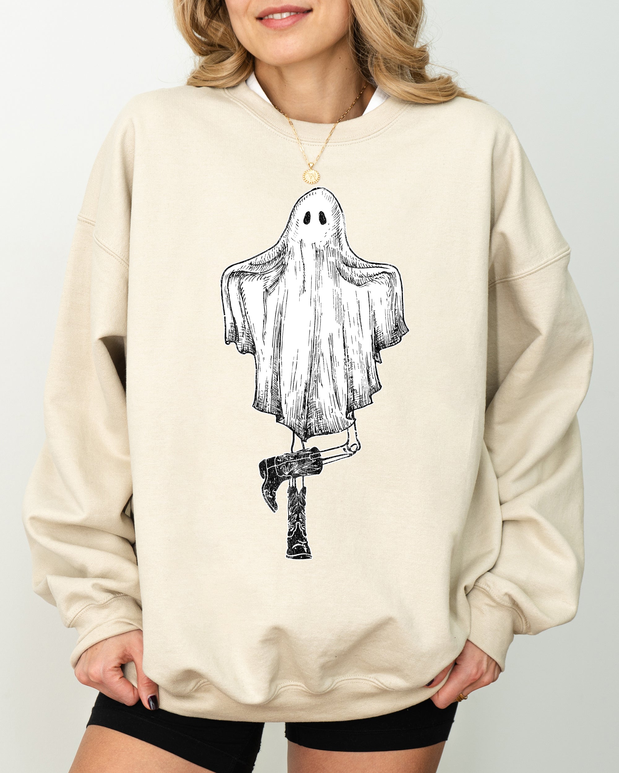 Western Ghost Cowboy Skeleton Witch Skull Spooky Aesthetic Meme Halloween Sweatshirt