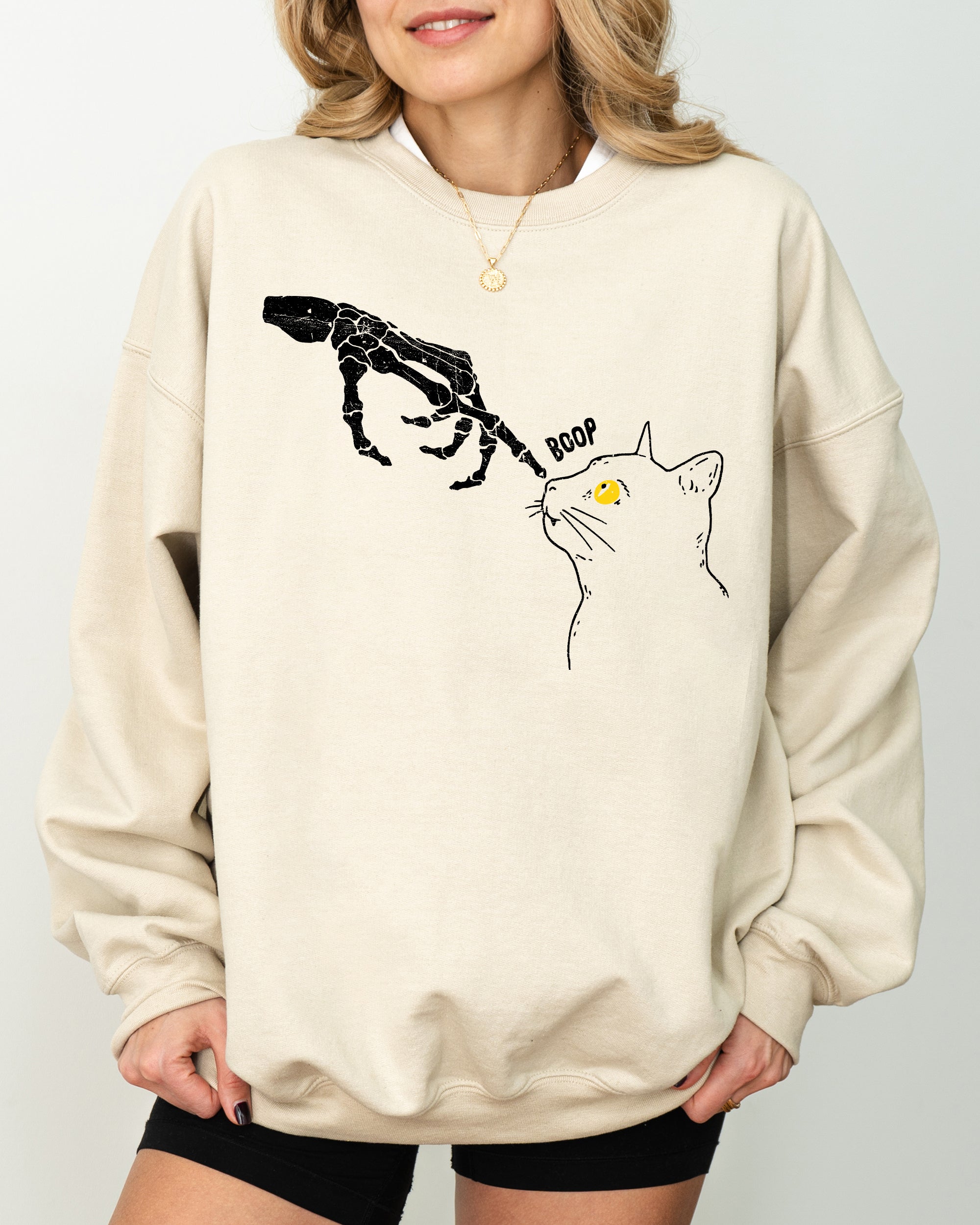 Boop Cat Skeleton Ghost Witch Skull Spooky Halloween Costume Collection Sweatshirt