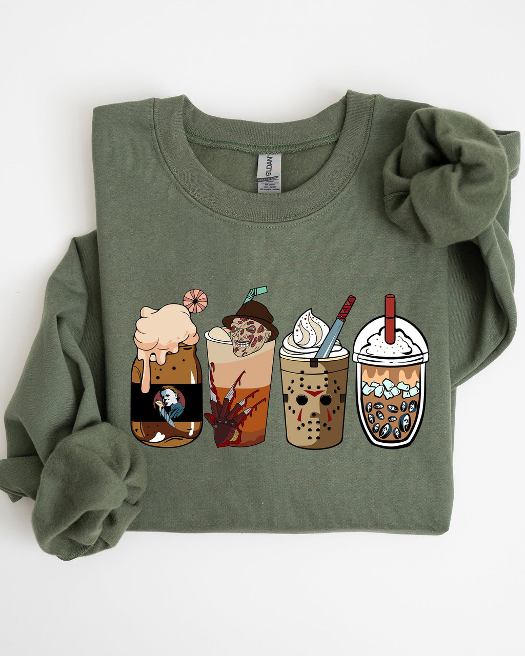 Halloween Coffee Skeleton Ghost Witch Skull Spooky Meme Vintage Costume Sweatshirt