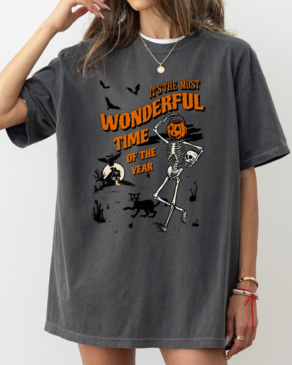 It's The Most Wonderful Time Of The Year Skeleton Witch Skull Spooky Aesthetic Halloween Costume Comfort Colors Tee