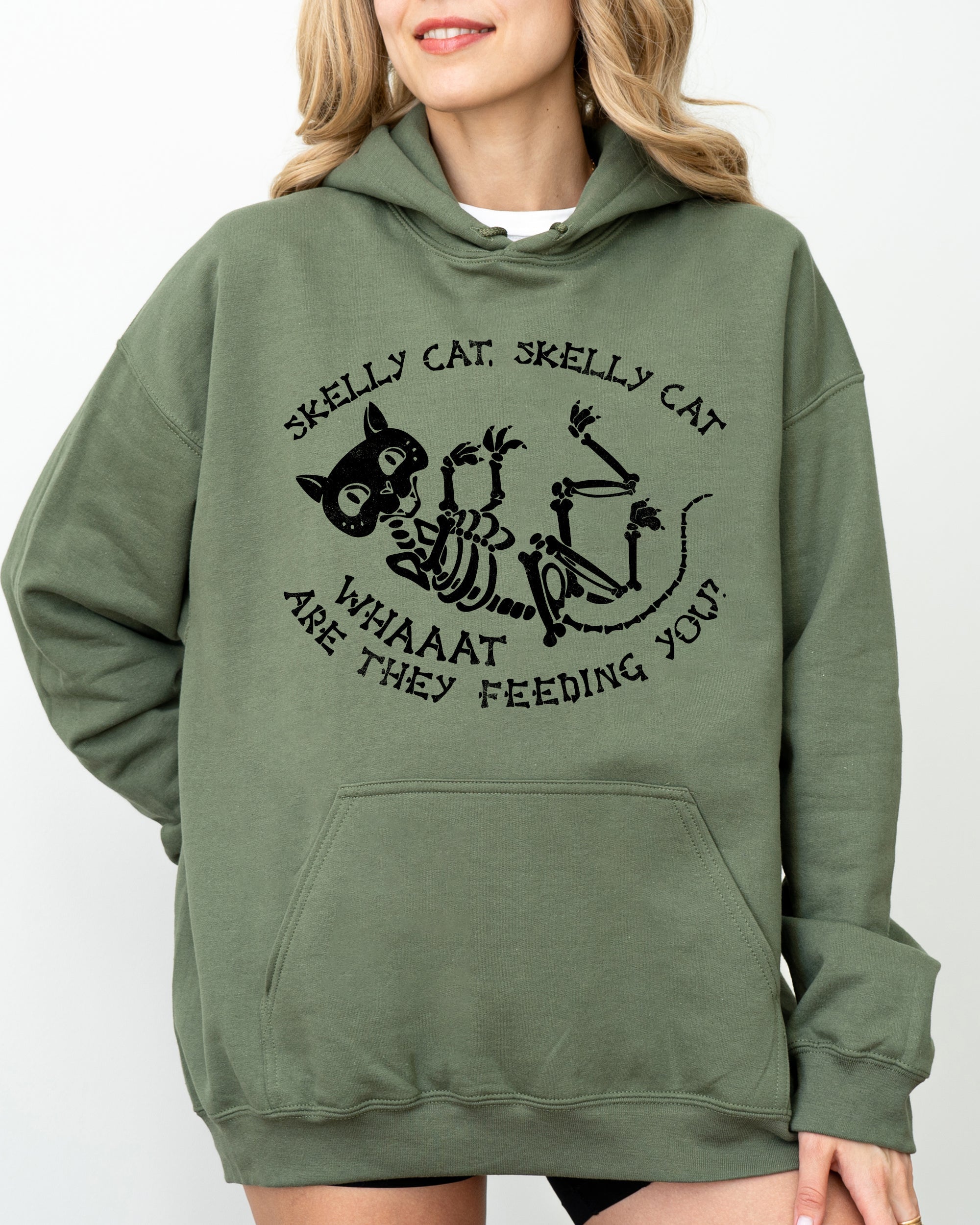 Skelly Cat Skeleton Ghost Witch Skull Spooky Meme Halloween Costume Edition Hoodie