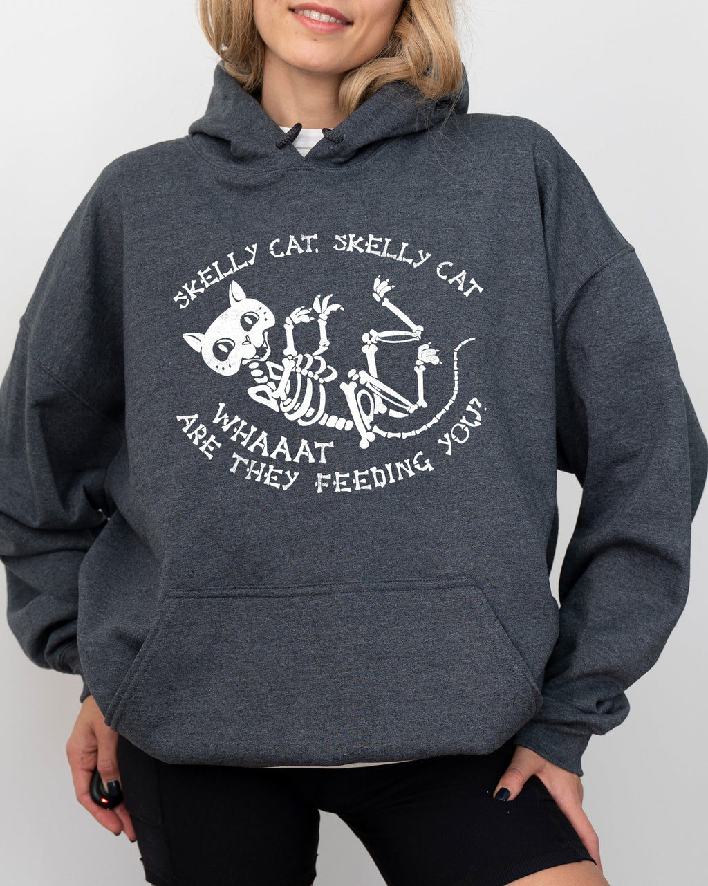 Skelly Cat Skeleton Ghost Witch Skull Spooky Meme Halloween Costume Edition Hoodie
