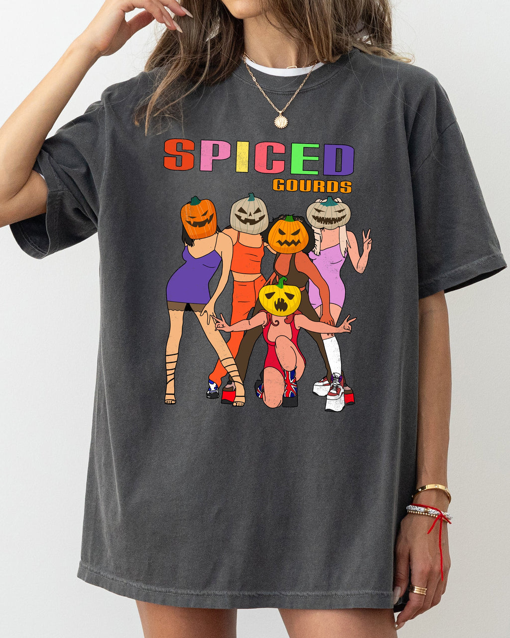 Spiced Gourds Skeleton Ghost Witch Skull Spooky Halloween Costume Comfort Colors Tee