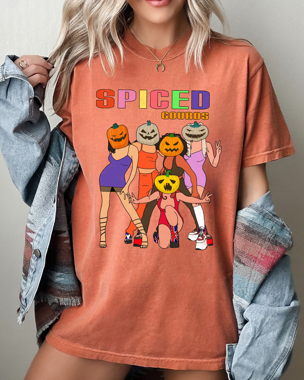 Spiced Gourds Skeleton Ghost Witch Skull Spooky Halloween Costume Comfort Colors Tee