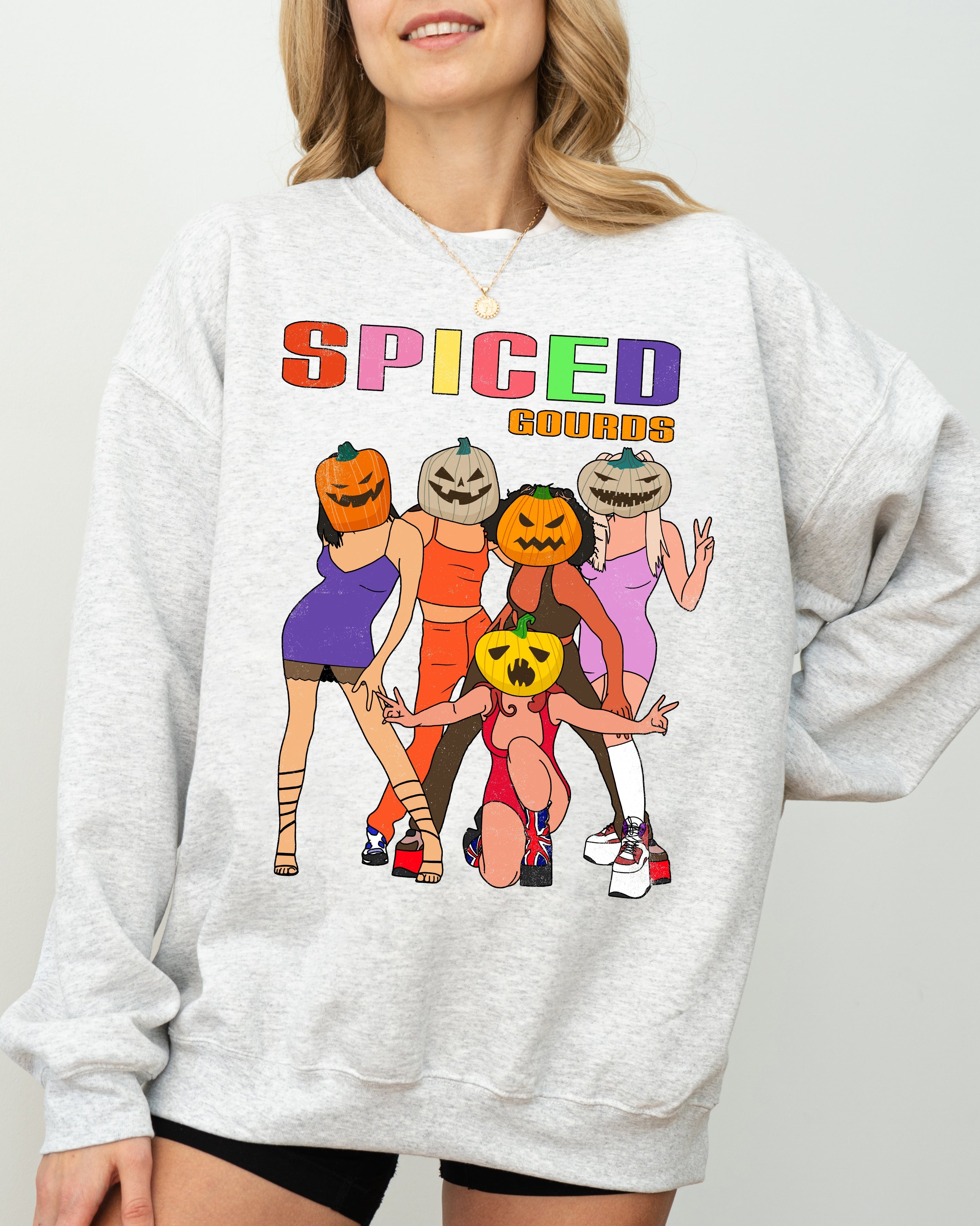 Spiced Gourds Skeleton Ghost Witch Skull Spooky Aesthetic Halloween Costume Sweatshirt