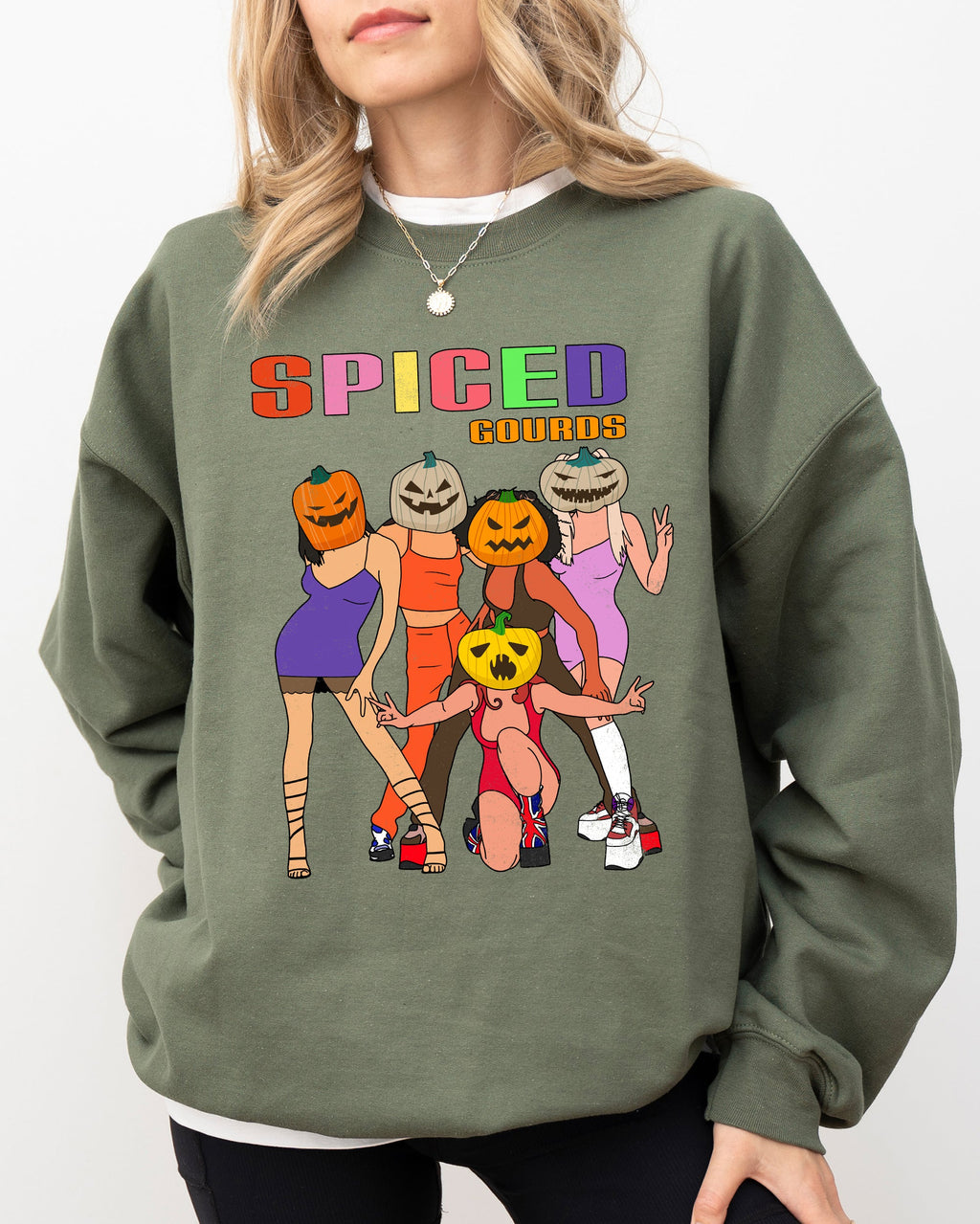 Spiced Gourds Skeleton Ghost Witch Skull Spooky Aesthetic Halloween Costume Sweatshirt