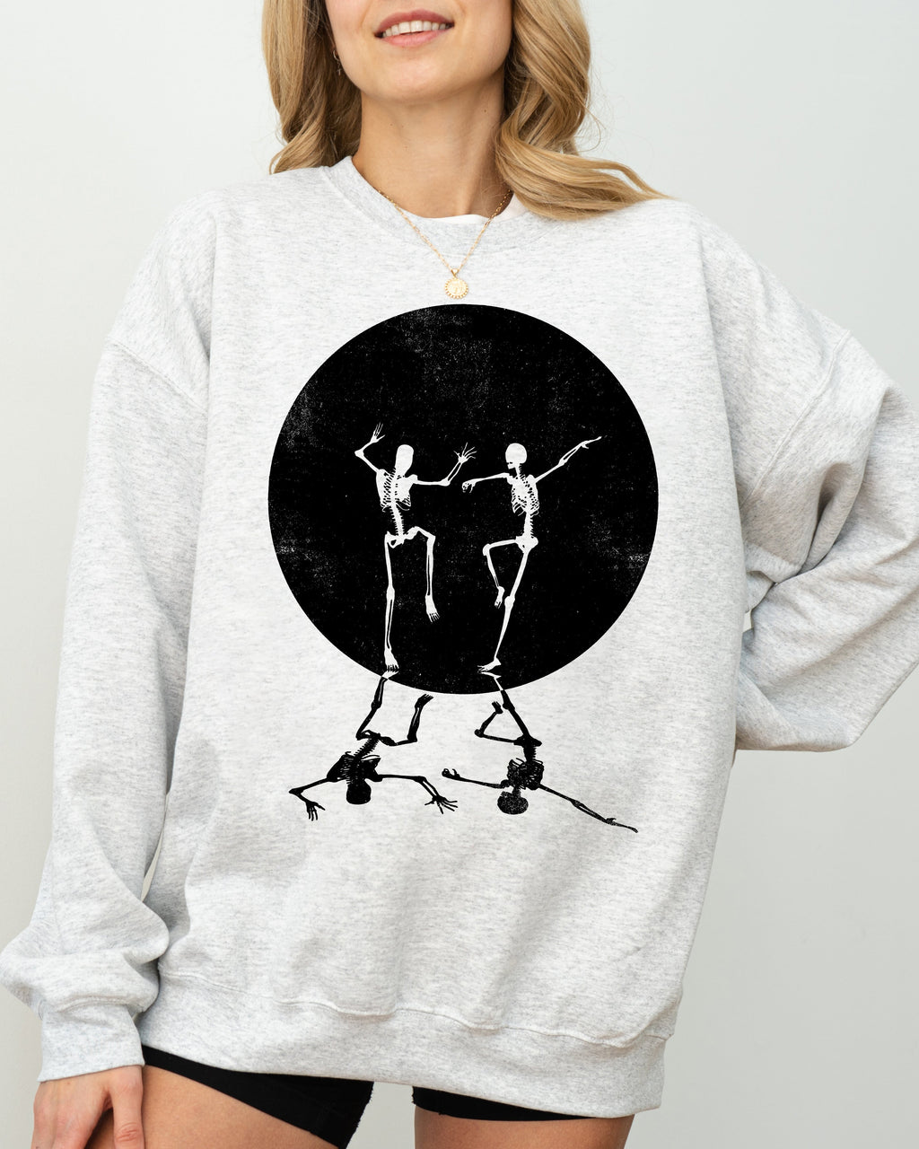 Dancing Skeletons Moon Ghost Witch Skull Spooky Meme Halloween Costume Sweatshirt