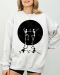 Dancing Skeletons Moon Ghost Witch Skull Spooky Meme Halloween Costume Sweatshirt