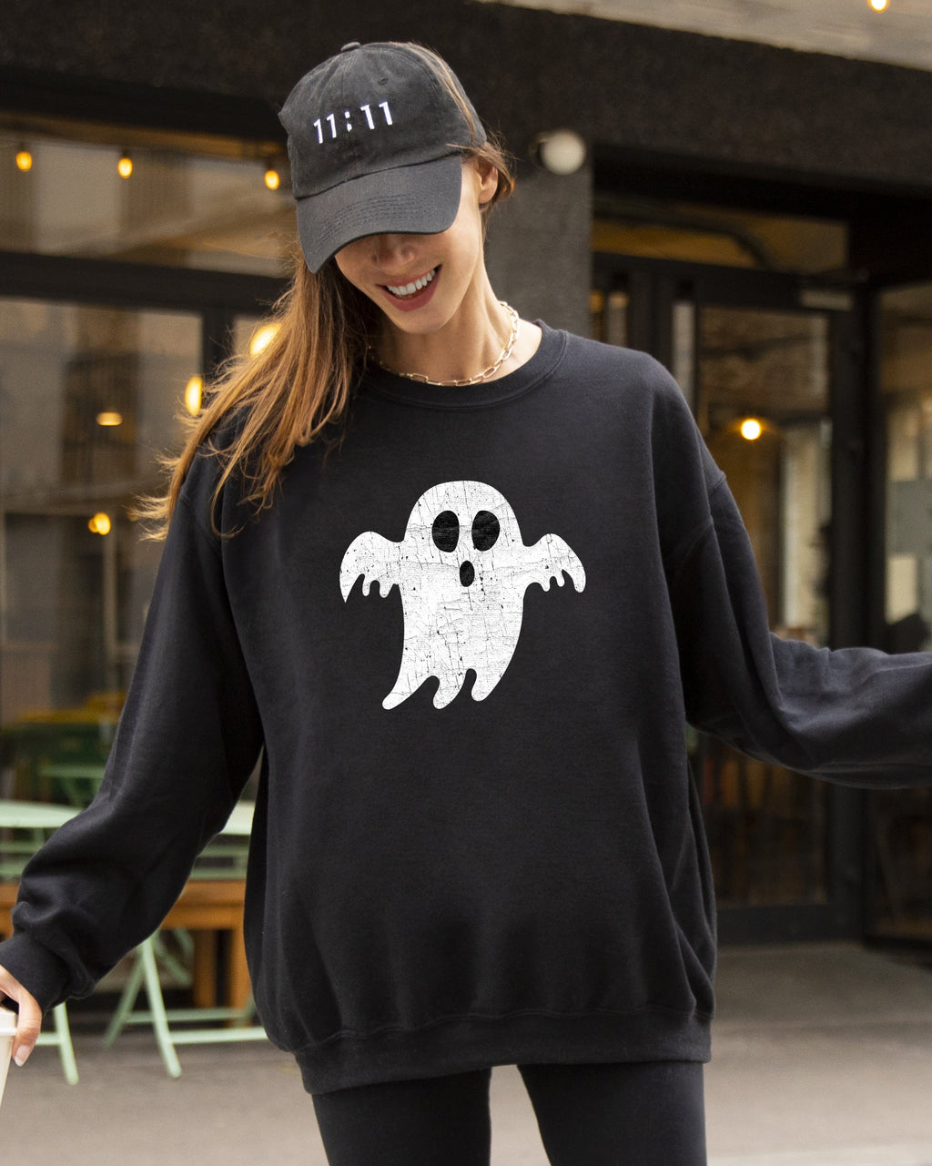 Spooky Ghost Skeleton Witch Skull Spooky Aesthetic Meme Halloween Costume Sweatshirt