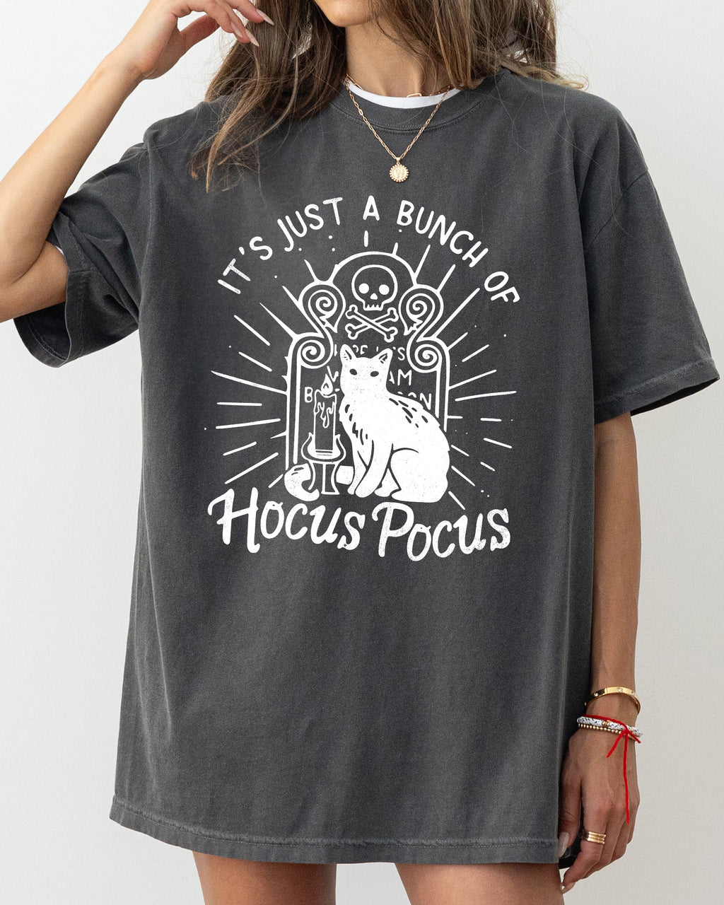 Hocus Pocus Skeleton Cat Ghost Witch Skull Spooky Halloween Costume Comfort Colors Tee