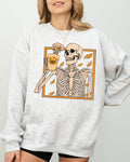 Pumpkin Spice Coffee Skeleton Ghost Witch Skull Spooky Aesthetic Meme Halloween Costume Sweatshirt