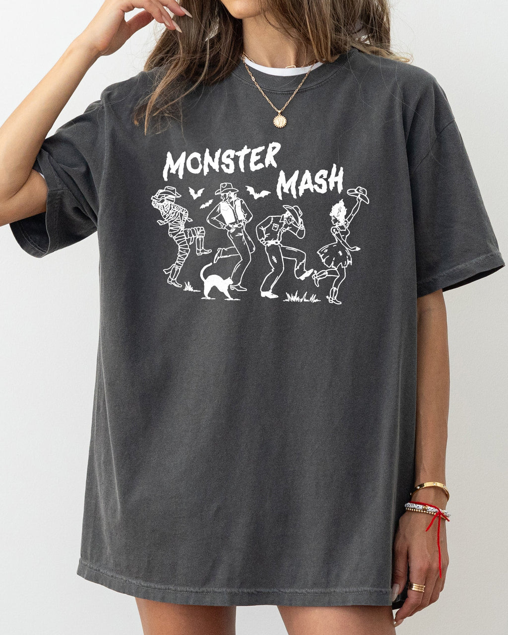 Monster Mash Skeleton Ghost Witch Skull Spooky Aesthetic Meme Halloween Costume Comfort Colors Tee