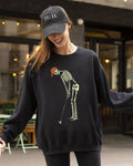 Golf Player Skeleton Ghost Witch Skull Spooky Aesthetic Meme Halloween Costume Sweatshirt