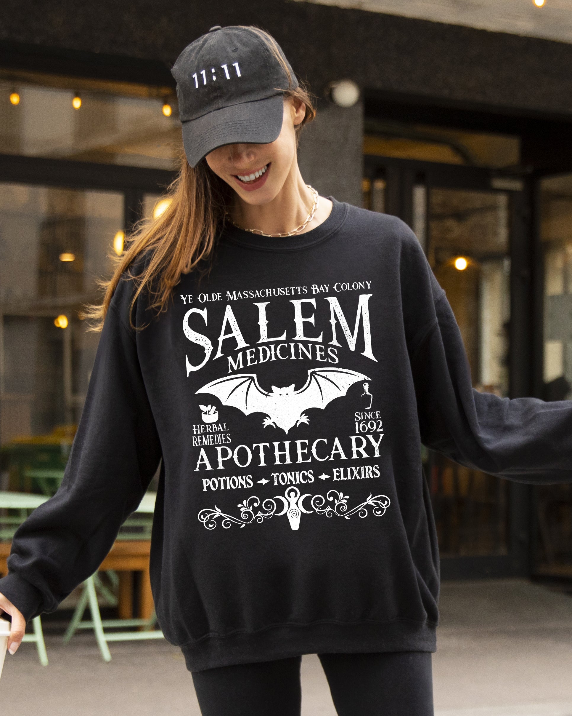 Salem Medicines Spooky Skeleton Ghost Witch Skull Meme Aesthetic Halloween Costume Sweatshirt