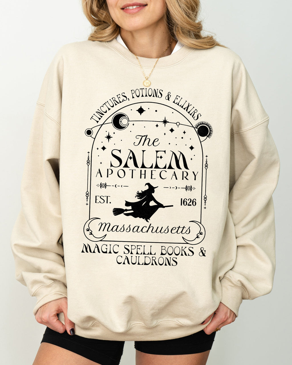 The Salem Apothecary Spooky Skeleton Ghost Witch Skull Aesthetic Halloween Meme Costume Sweatshirt