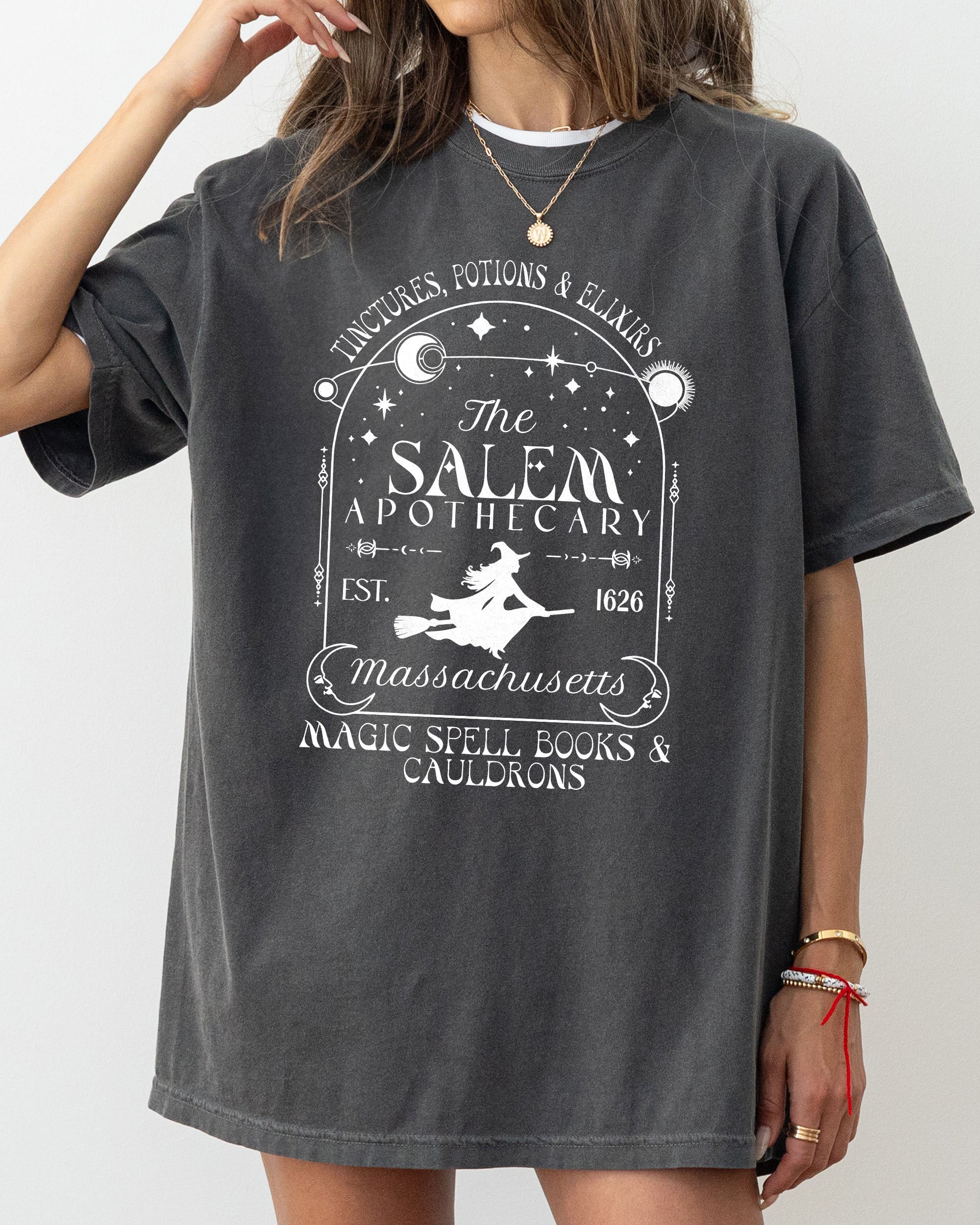 The Salem Apothecary Spooky Skeleton Ghost Witch Skull Halloween Costume Comfort Colors Tee