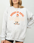 Creep It Real Ghost Retro Spooky Skeleton Witch Skull Aesthetic Meme Halloween Costume Sweatshirt