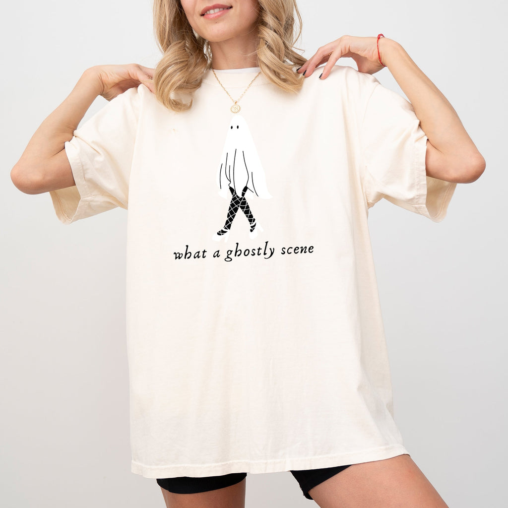 What A Ghostly Scene Spooky Skeleton Ghost Witch Skull Meme Halloween Costume Comfort Colors Tee