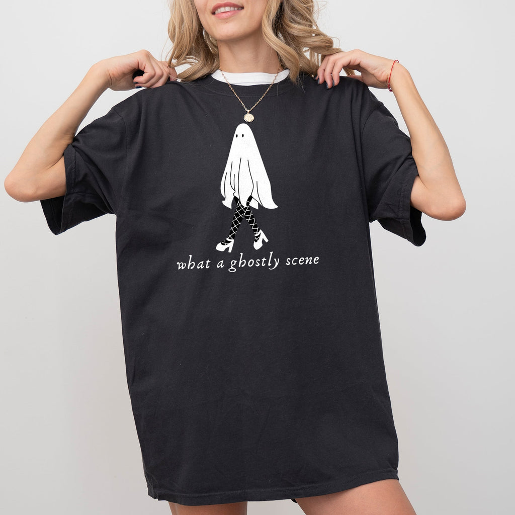What A Ghostly Scene Spooky Skeleton Ghost Witch Skull Meme Halloween Costume Comfort Colors Tee