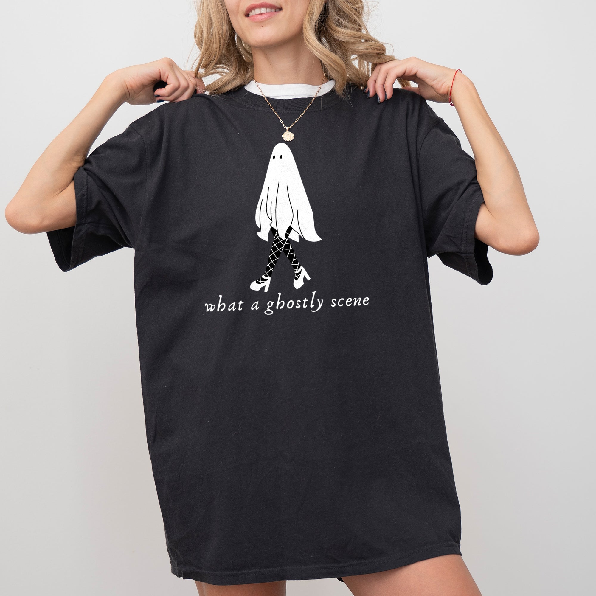 What A Ghostly Scene Spooky Skeleton Ghost Witch Skull Meme Halloween Costume Comfort Colors Tee