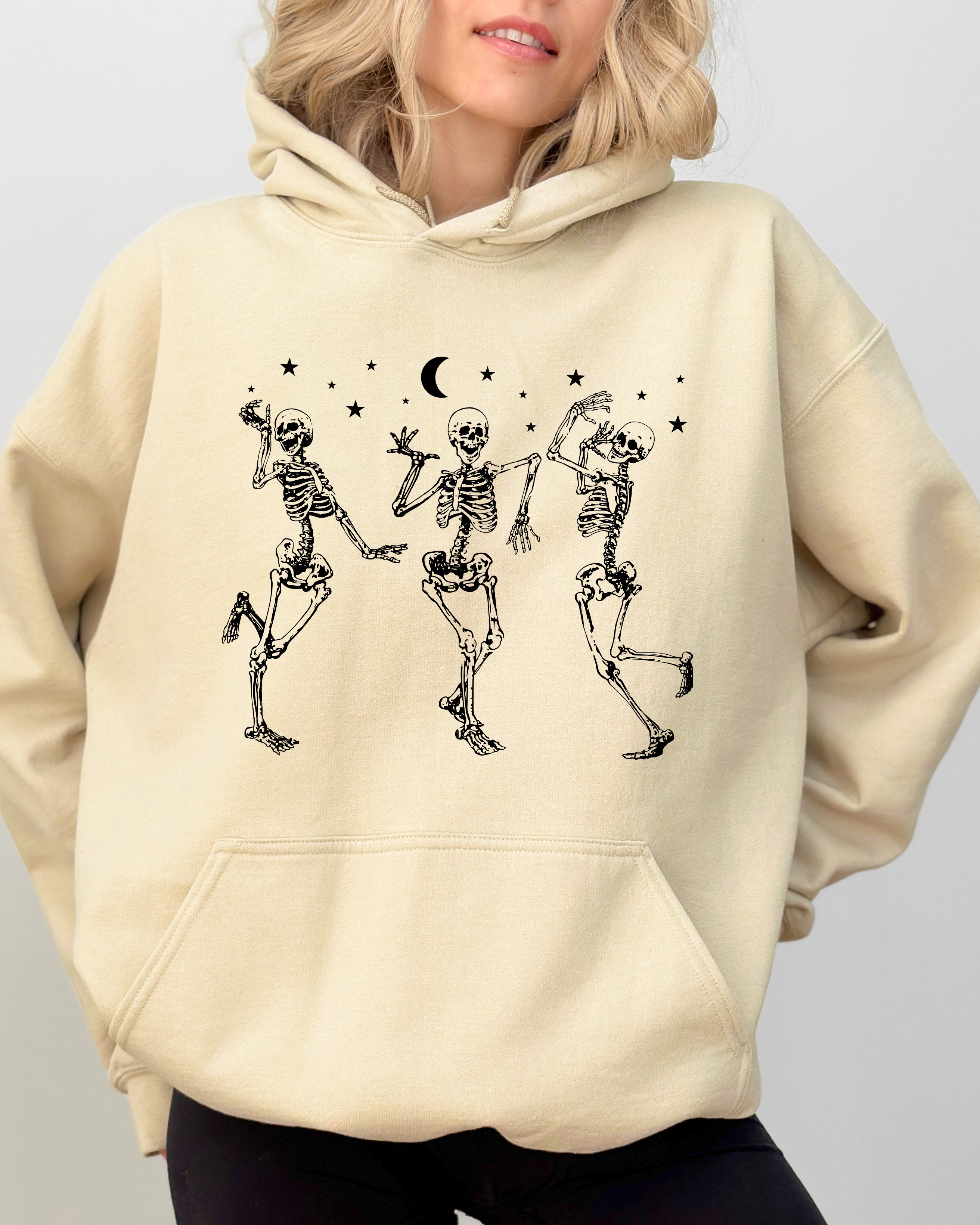 Dancing Skeletons Stars Spooky Ghost Witch Skull Aesthetic Meme Halloween Hoodie